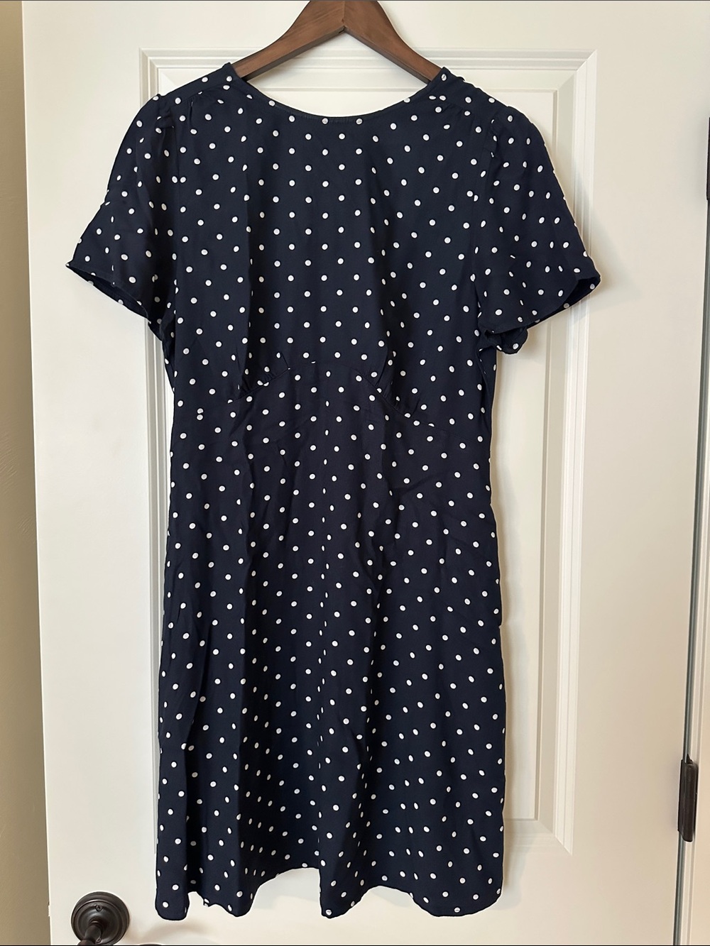 Polka Dot Navy Mini Dress with Short Sleeves